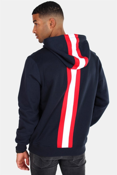 Klokban Classics Back Stripe Hoodie Navy/Fire Red/White