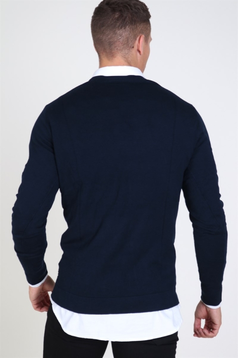 Tailored & Originals Mont O-neck Breien Insignia Blue