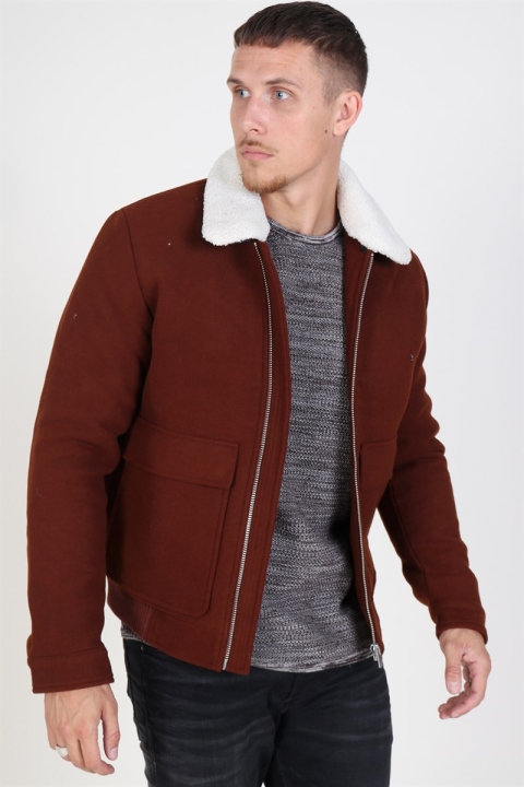 Jack & Jones Magnus Uld Bomber Jas Cappuccino