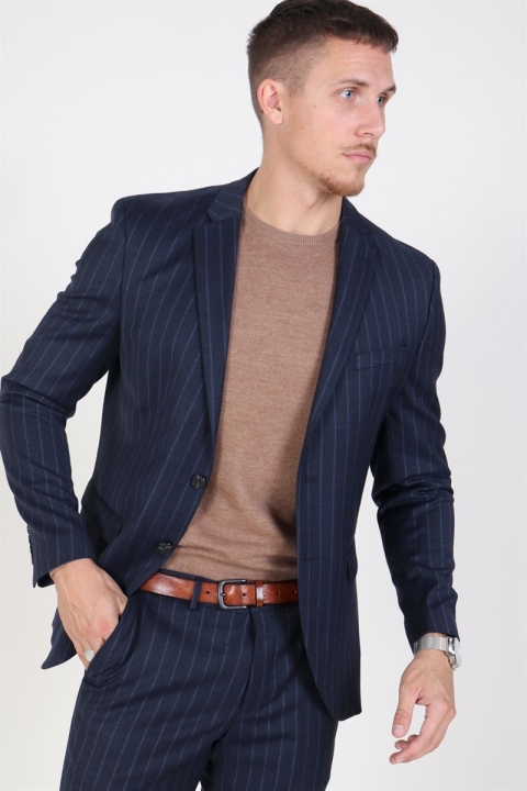 Selected Slim Aden Stripe Blazer Grey/Blue