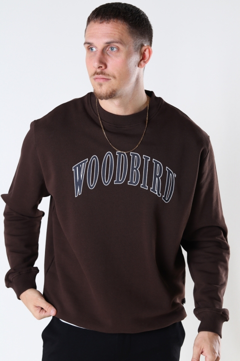 Woodbird Mufti College Sweat Brown