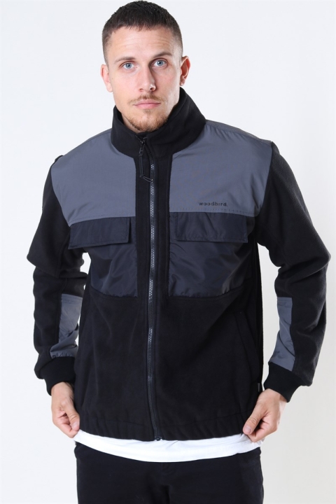 Woodbird Strukt Zip Fleece Jacket Black