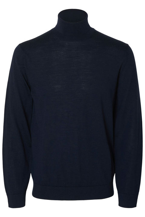 Selected Tray LS Merino Knit Roll Neck Navy Blazer