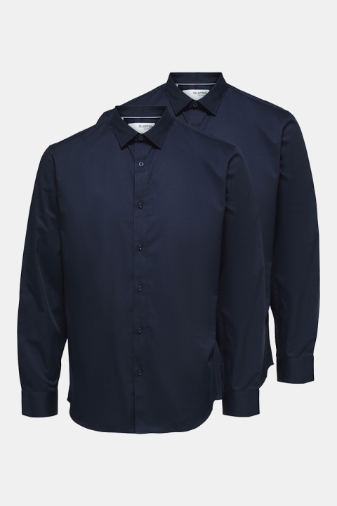 Selected SLHSLIMMULTI SHIRT LS M 2 PACK Navy Blazer with Navy combo.