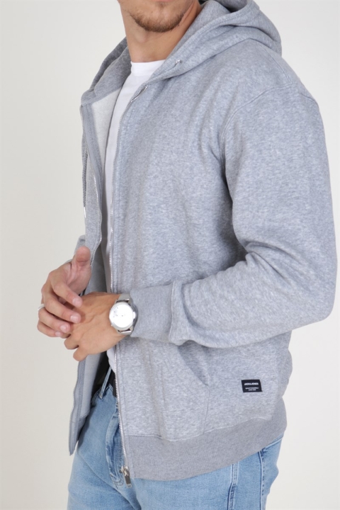 Jack & Jones Soft Sweat Zip Hood Light Grey Melange