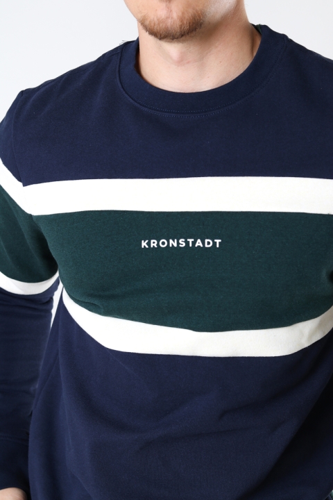 Kronstadt Lars Organic/Recycled colour block sweat Navy