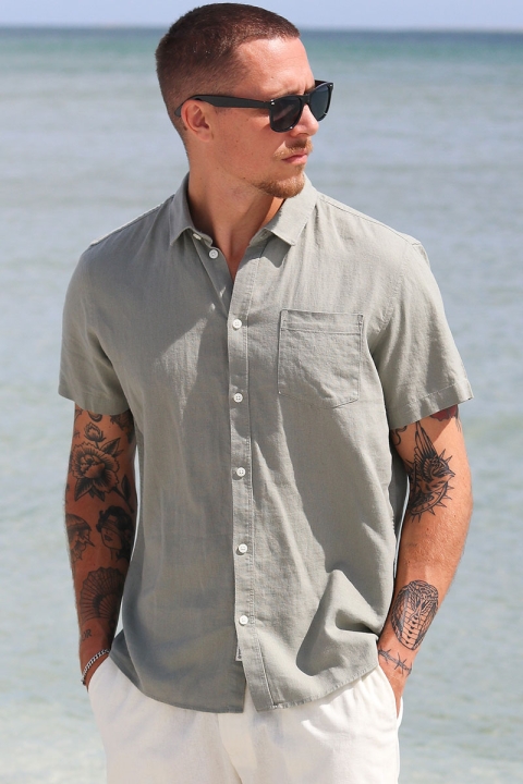 Solid Allan SS Linen Shirt Vetiver