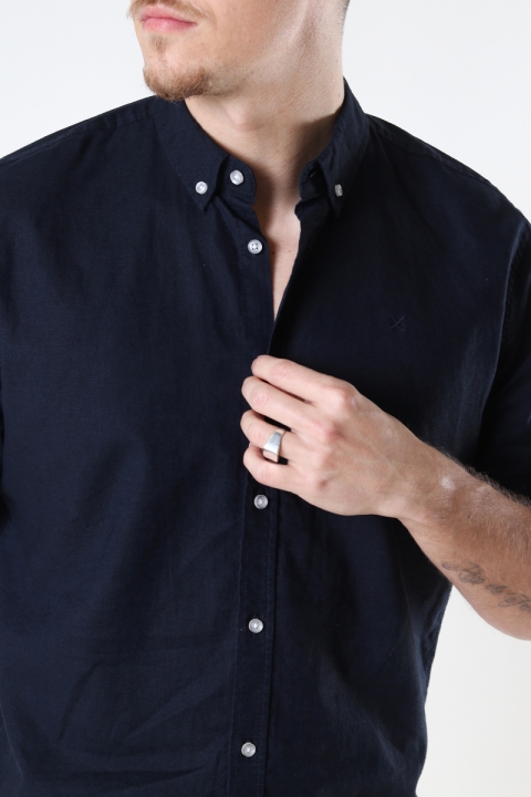 Clean Cut Copenhagen Cotton / Linnen Shirt S/S Navy