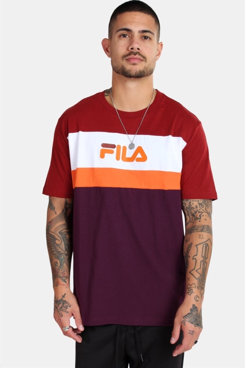 Fila Men Aaron SS T-shirt Potent-Merlot-Bright-Wht-Harvest-Pumkin