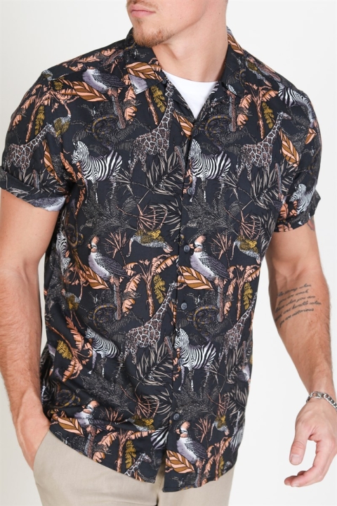 Only & Sons Gabrial S/S Animal Viscose Overhemd Black/Zoo Print