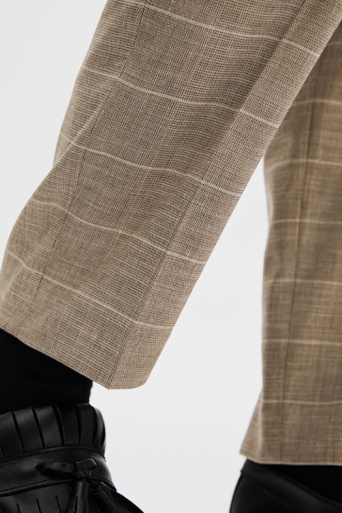 Selected Oasis Linen Check Trousers Sand