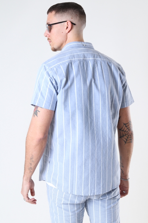 Kronstadt Johan Oxford  stripe 4 s/s shirt Light Blue