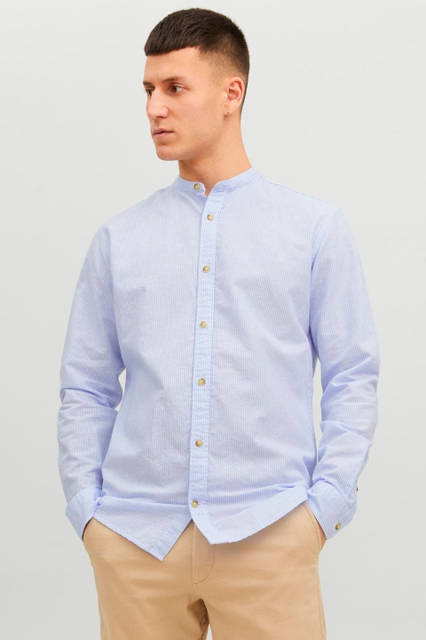 Jack & Jones SUMMER LINEN BAND SHIRT L/S Cashmere Blue Stripe