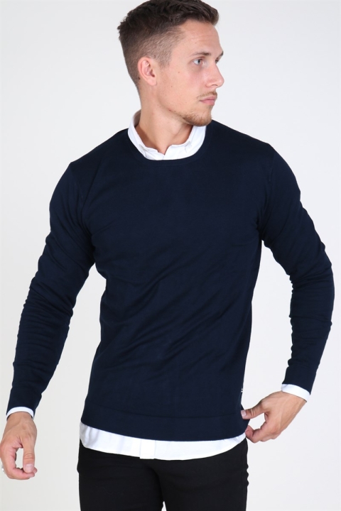 Tailored & Originals Mont O-neck Breien Insignia Blue