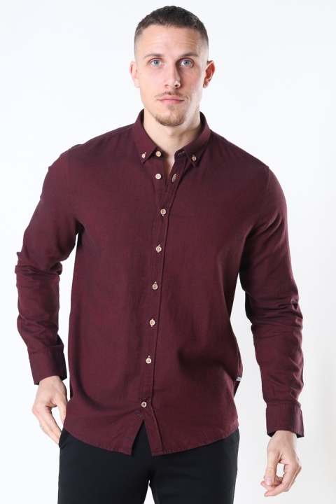 Kronstadt Johan Diego Cotton Overhemd Bordeaux Mel