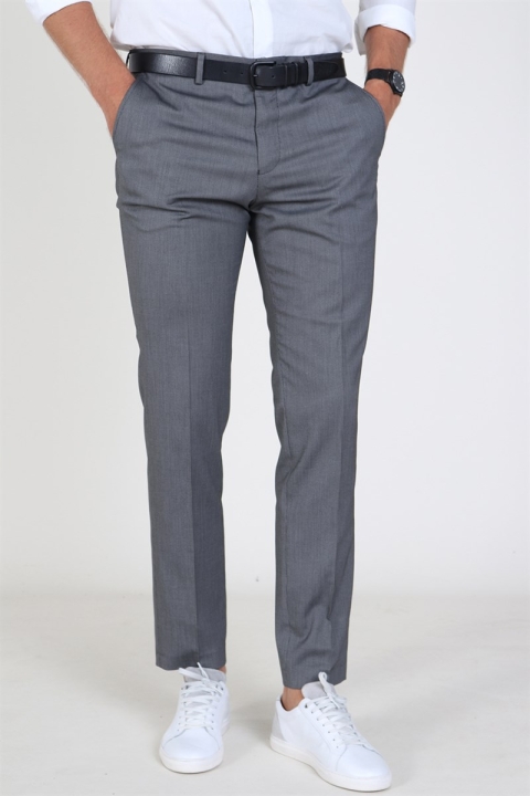 Selected Slim Mylo Logan StructKloke Pants Dark Grey Melange