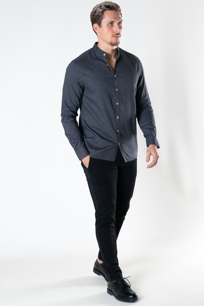 Kronstadt Dean Diego Cotton henley shirt Dark Grey