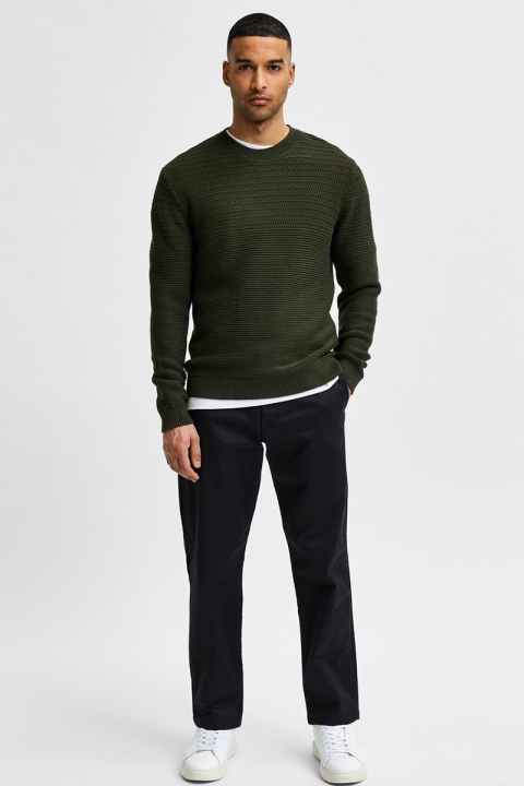 Selected SLHCONRAD CREW NECK W NOOS Forest Night Rosin Twist