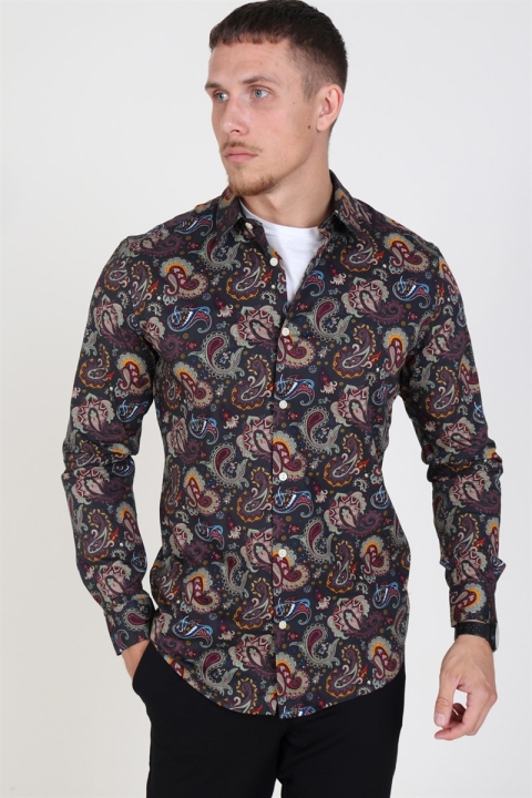 Only & Sons Frederik L/S Paisley Stretch Overhemd Phantom