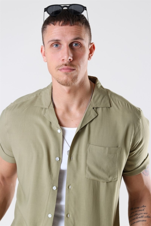Only & Sons Silo Solid Viscose Overhemd S/S Dried Herb