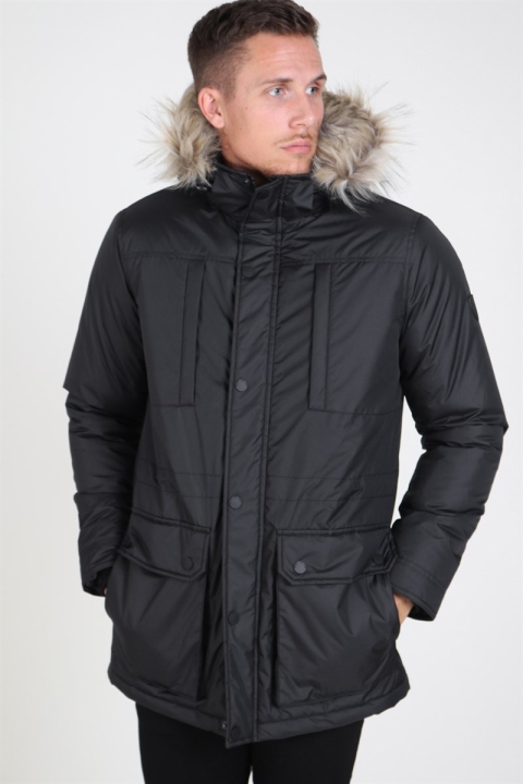 Solid Decker Parka Jas Black