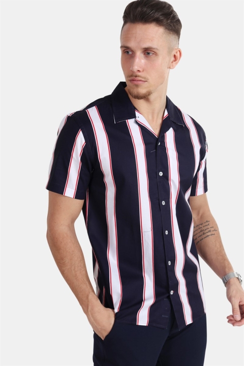 Kronstadt Cuba S/S Gr.89 Overhemd Navy/White/Red