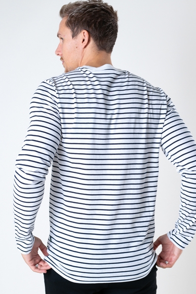 Kronstadt Timmi Organic/Recycled L/S stripe tee White / Navy