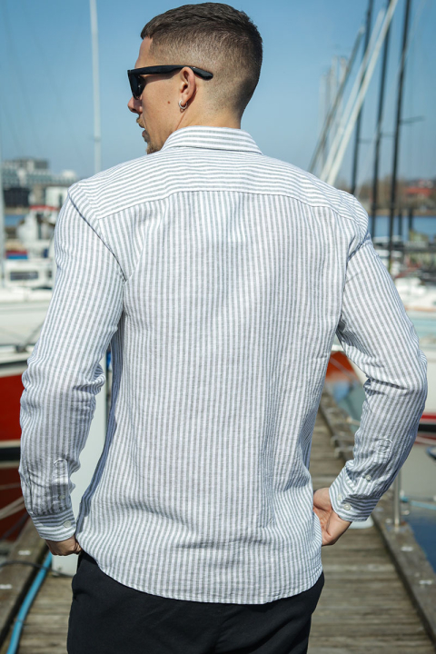 ONLY & SONS Caiden LS Stripe Linen Shirt Sea Spray