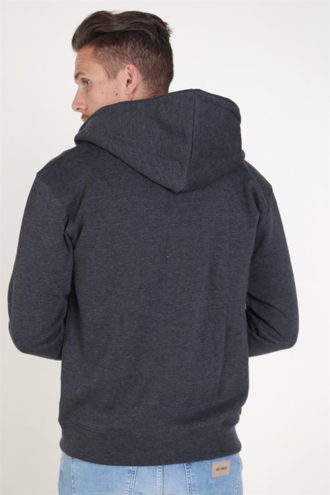 Jack & Jones Soft Sweat Zip Hood Dark Grey Melange