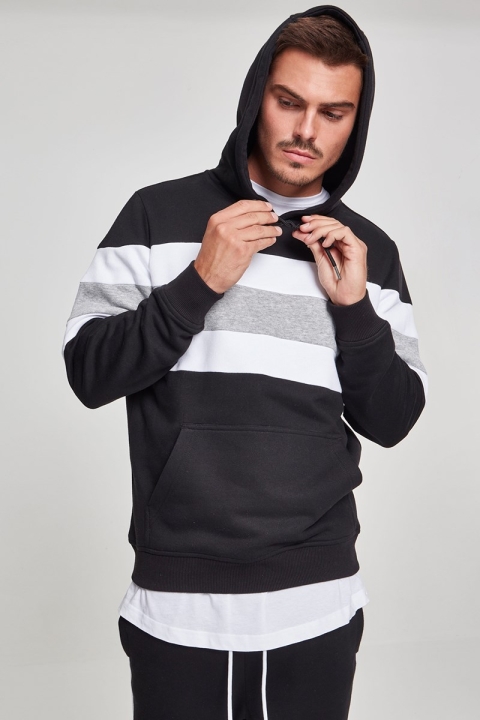 Klokban Classics Chest Striped Hoody Black/ White/ Grey