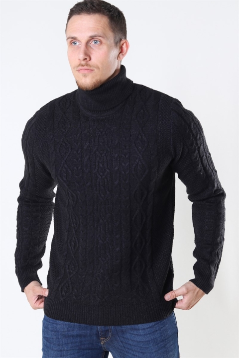 Only & Sons Rigge 3 Cable Roll Neck Breien Black