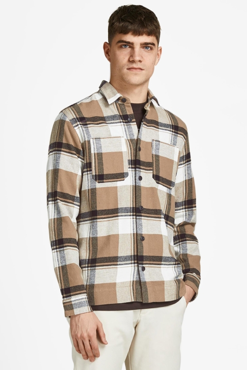 Jack & Jones JPRBLALOGAN FLANNEL OVERSHIRT L/S SN Lead Gray