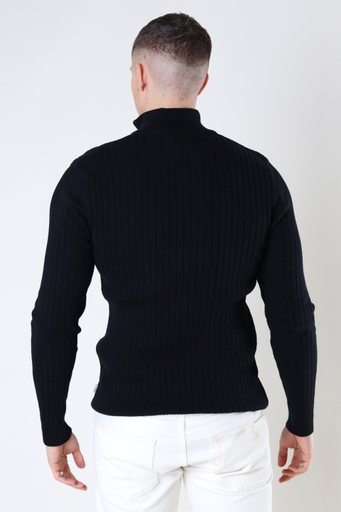 Kronstadt Jacksen rib half zip knit Black