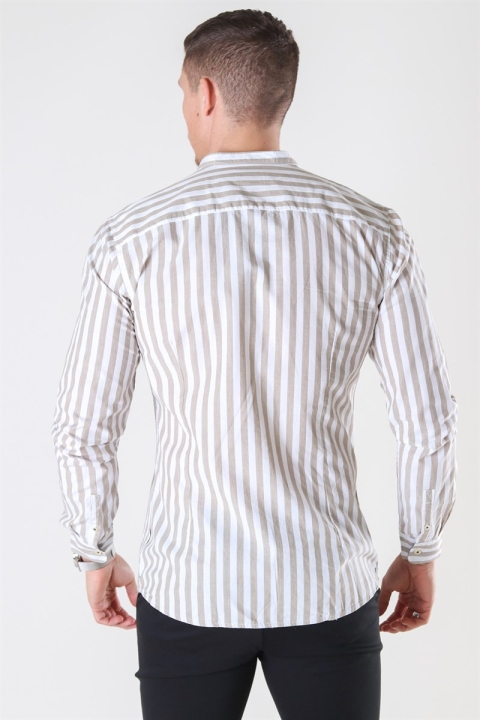 Only & Sons Matthew LS Stripe Manderine Overhemd Chinchilla