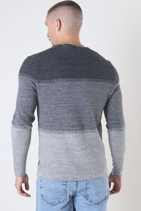 ONLY & SONS Panter Structure Crew Neck Knit Medium Grey Melange