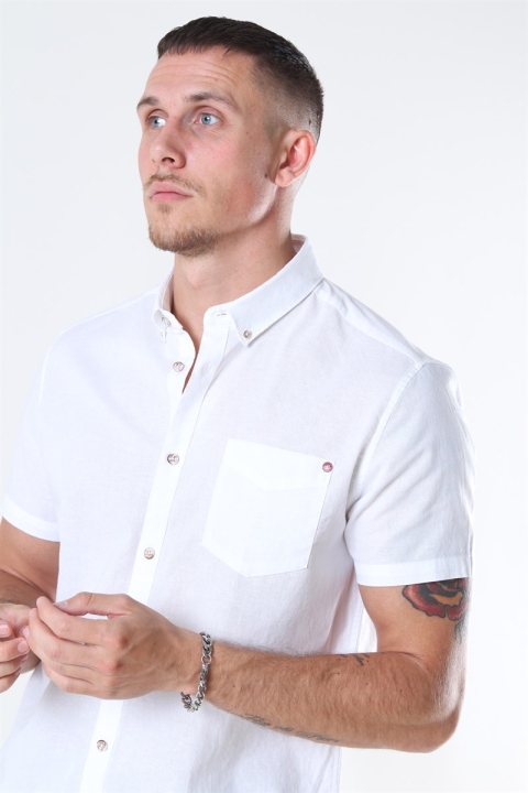 Solid Bill SS BD Lin Overhemd White