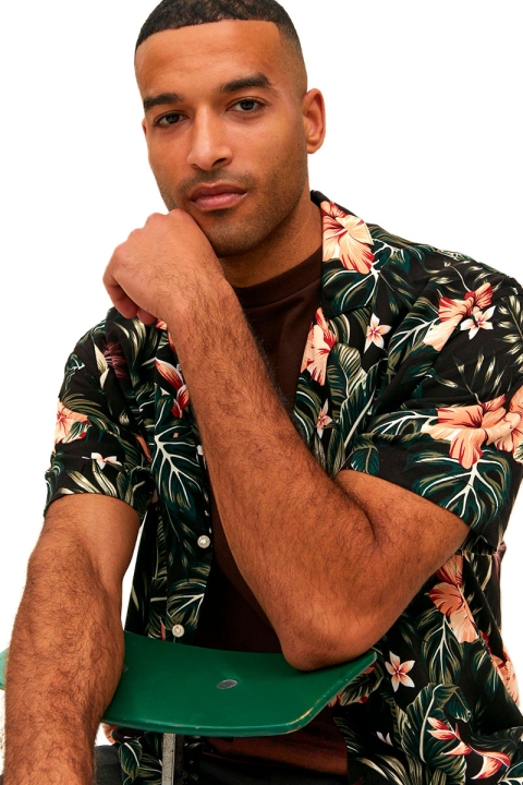 Jack & Jones Jeff Resort Floral Shirt SS Black