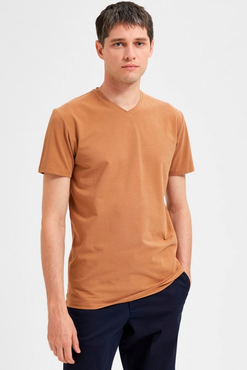 Selected Hael SS N-neck Tee Toasted Coconut