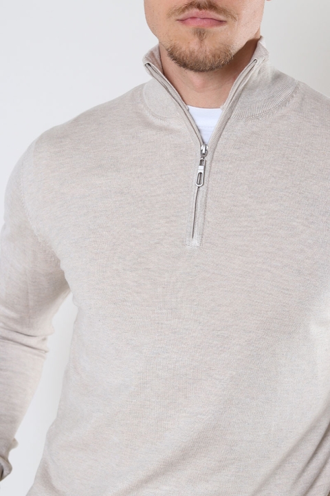 JEFF FRANKIE HALF ZIP KNIT Beige