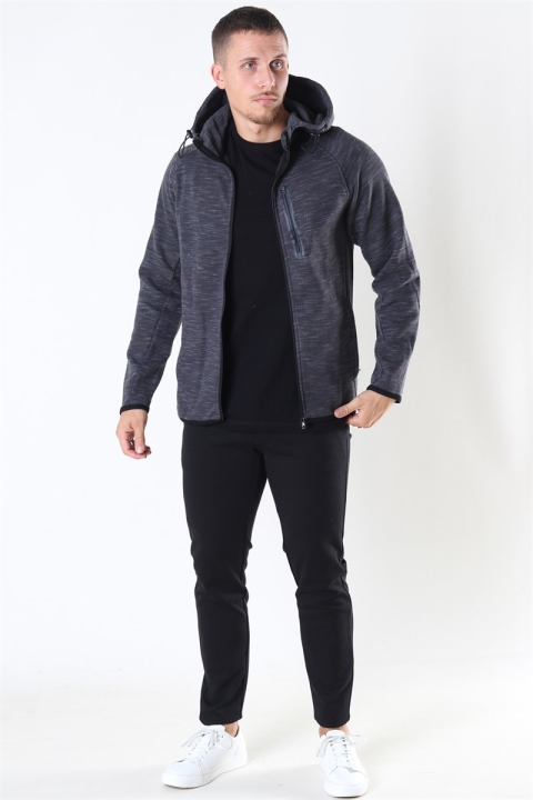 Jack & Jones Sport Sweat Zip Hood Dark Grey Melange