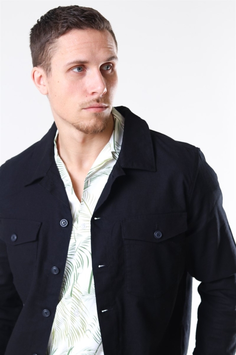 Selected East Linen Overshirt Black