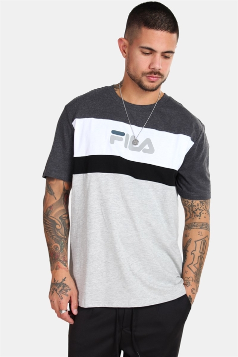 Fila MEN Aaron T-shirt SS Light Grey Dark Grey Mel Bright White