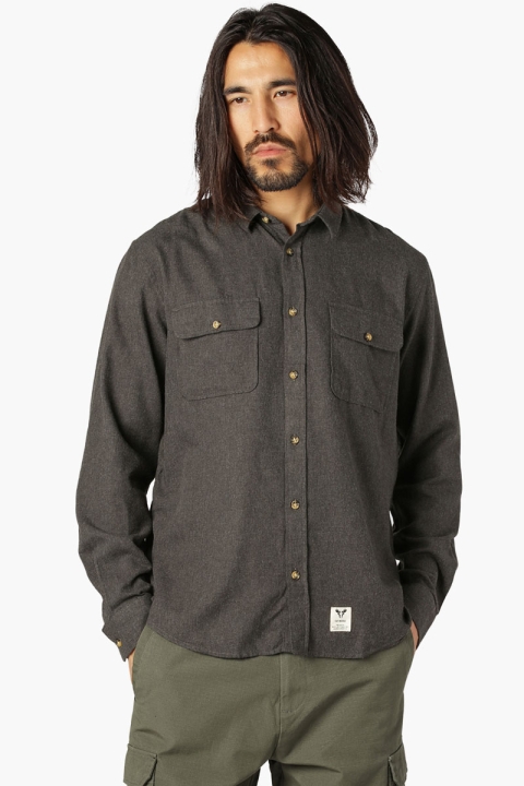 Fat Moose Glenn Flannel Shirt LS Dark Grey