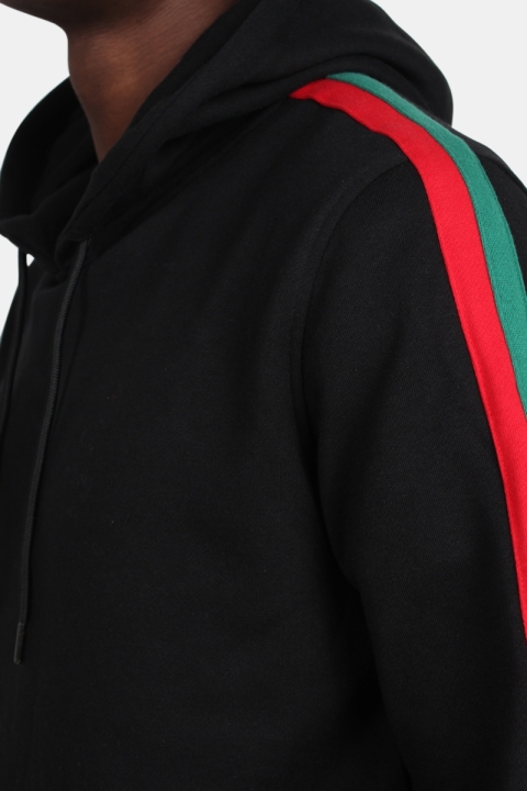 Klokban Classics Stripe Shoulder Hoodie Black/ Fire Red/ Green