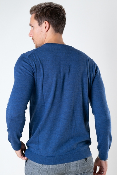 Clean Cut Copenhagen Merino Wool Crew Blue Melangé