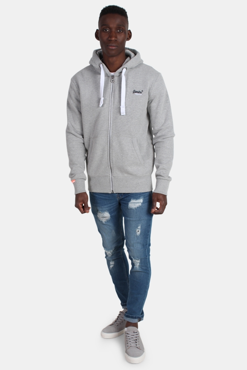 Superdry orange label zip hoodie grey online