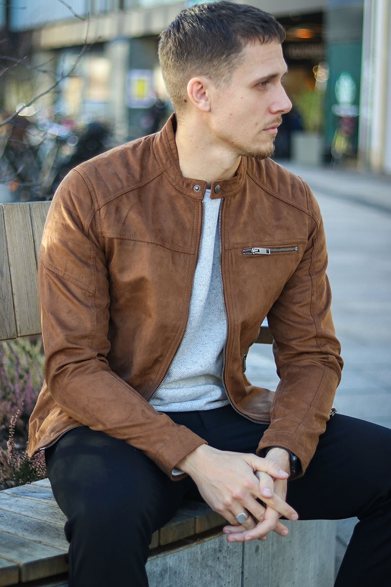 Hoelahoep produceren hoeveelheid verkoop Jack & Jones ROCKY JACKET NOOS Cognac Fake suede