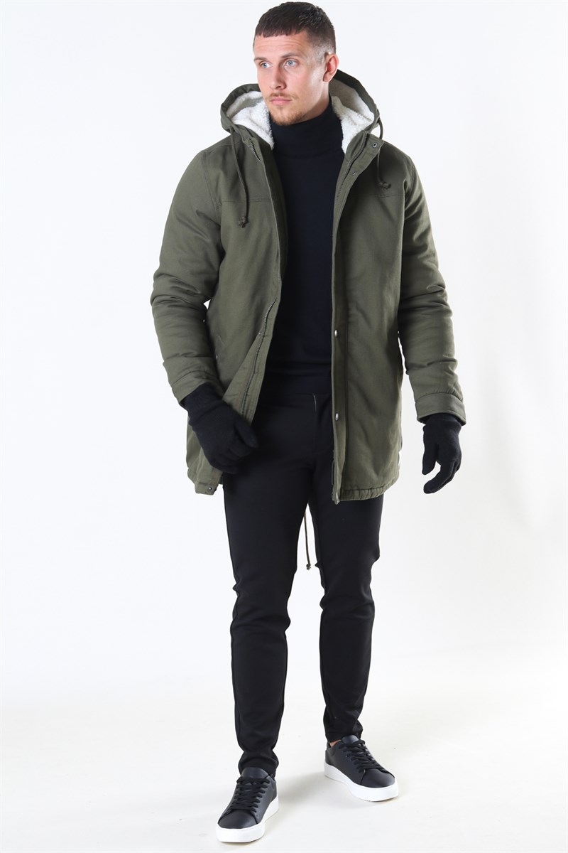 Blind Adelaide kalkoen Only & Sons Yanick Teddy Hood Parka Jas Olive Night