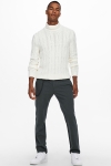 ONLY & SONS ONSNEW RIGGE CABLE ROLL NECK  KNIT Star White