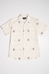 Clean Cut Copenhagen Bowling Theodore Cotton Linen Shirt S/S Off White/Khaki